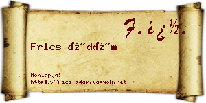 Frics Ádám névjegykártya