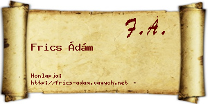 Frics Ádám névjegykártya